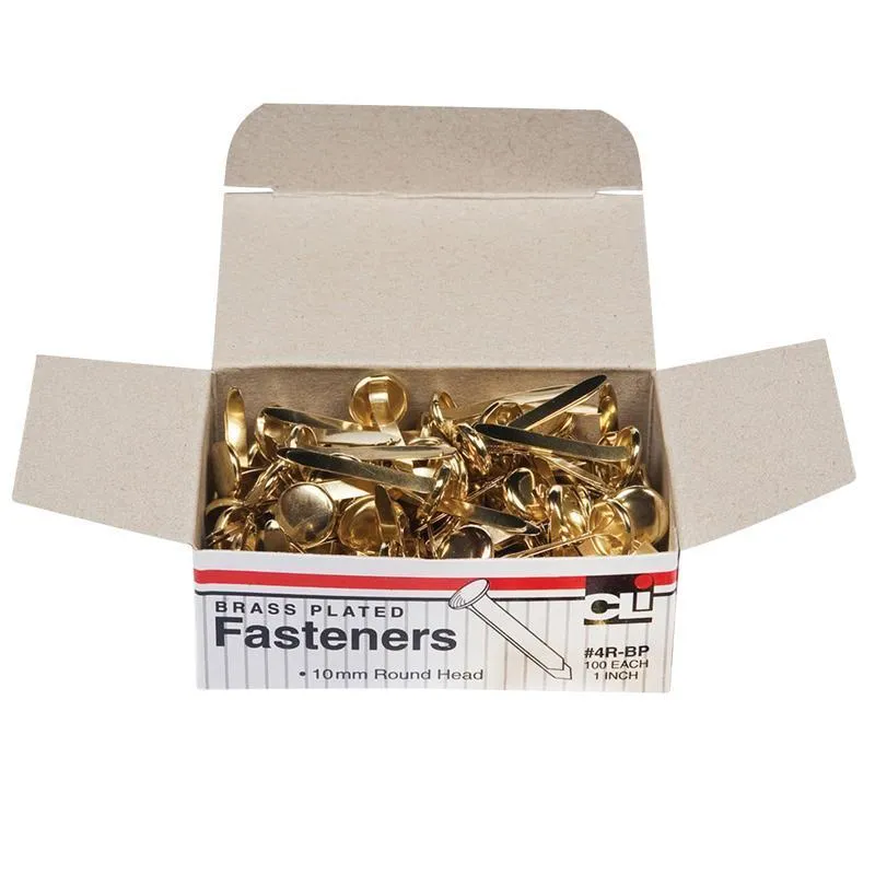 (10 Bx) Brass Paper Fasteners 1 In