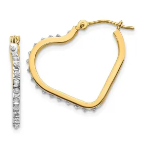 14k Diamond Fascination Heart Hinged Hoop Earrings