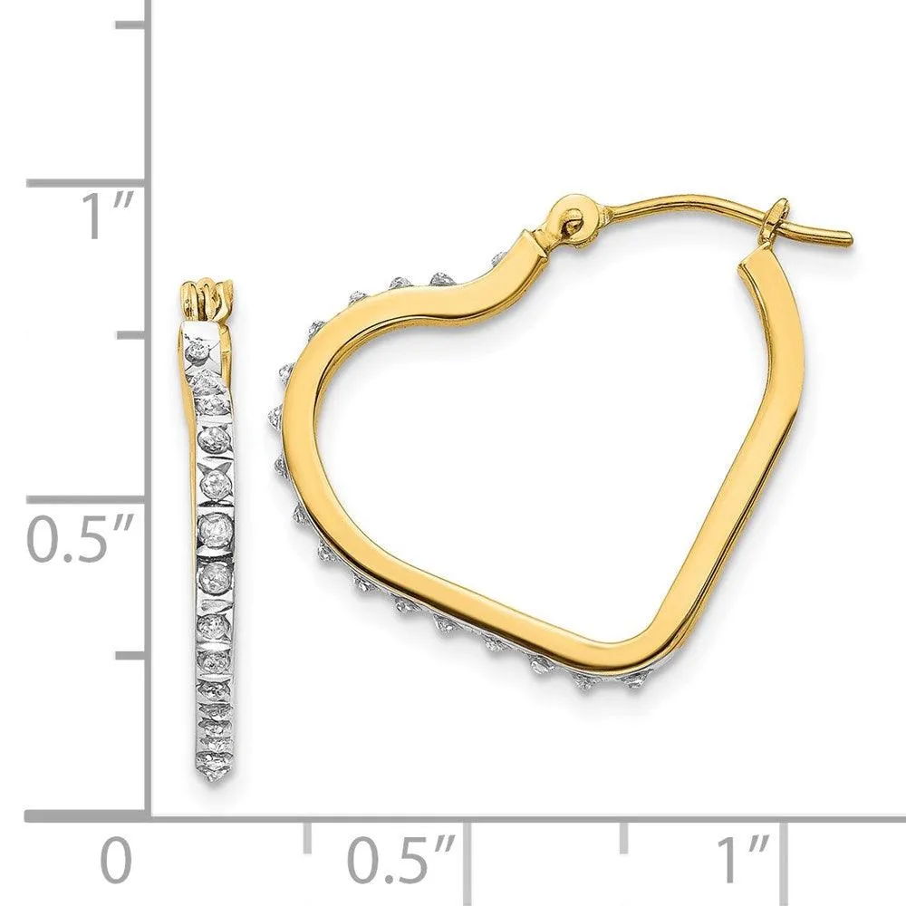 14k Diamond Fascination Heart Hinged Hoop Earrings