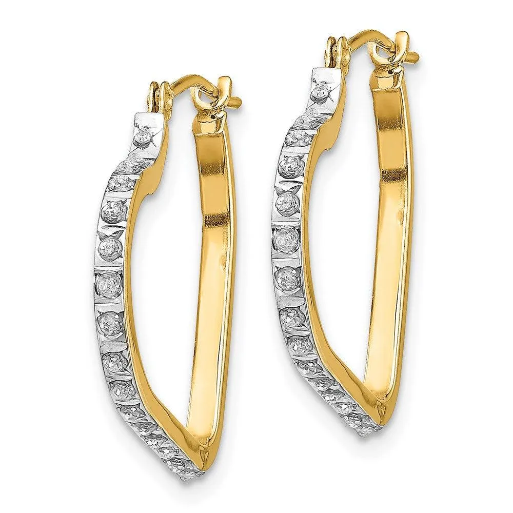 14k Diamond Fascination Heart Hinged Hoop Earrings