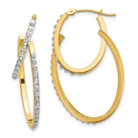 14k Diamond Fascination Hinged Double Hoop Earrings