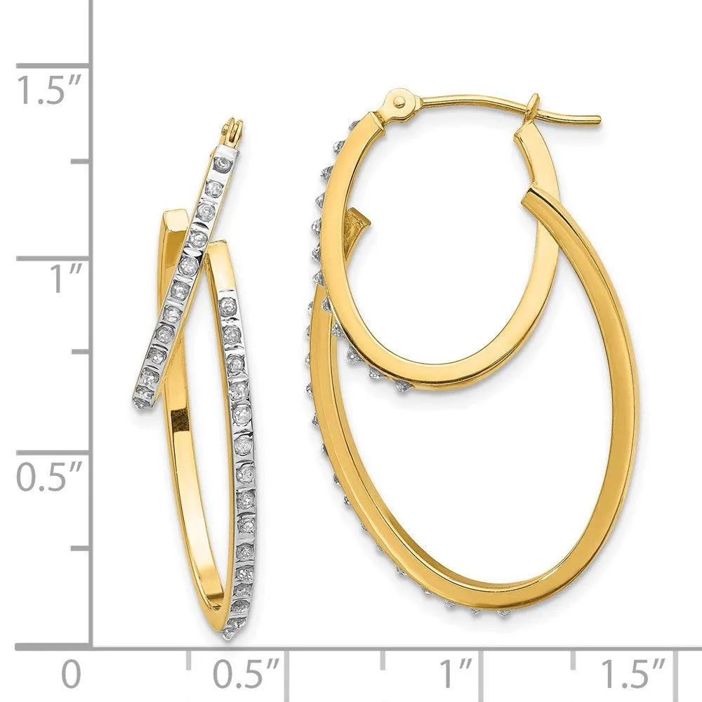 14k Diamond Fascination Hinged Double Hoop Earrings