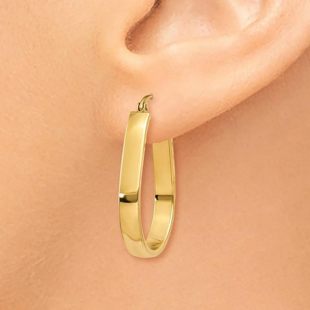 14k Polished 3.5mm Oval Hoop Earrings