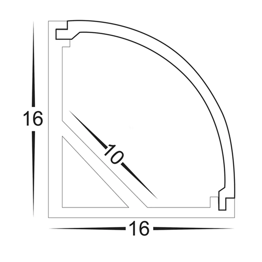 16mm x 16mm Black Corner Aluminium LED Profile Havit Lighting - HV9691-1616-BLK
