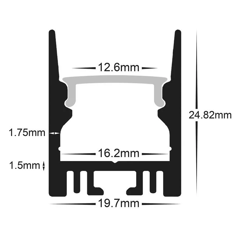 20mm x 25mm Black or White Suspended Square Aluminium Profile Havit Lighting - HV9693-2025-BLK, HV9693-2025-WHT