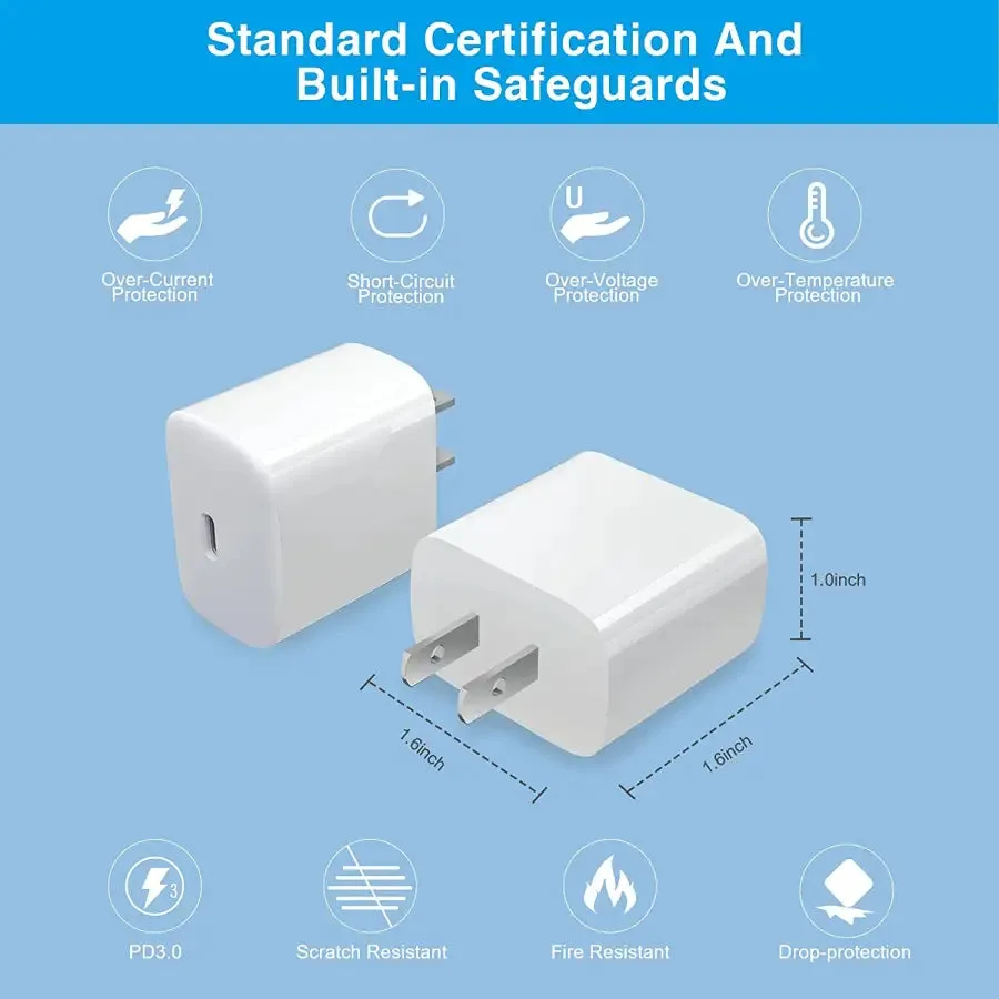 20W Certified USB C Fast Wall Charger For Apple USB-C Power Adapter