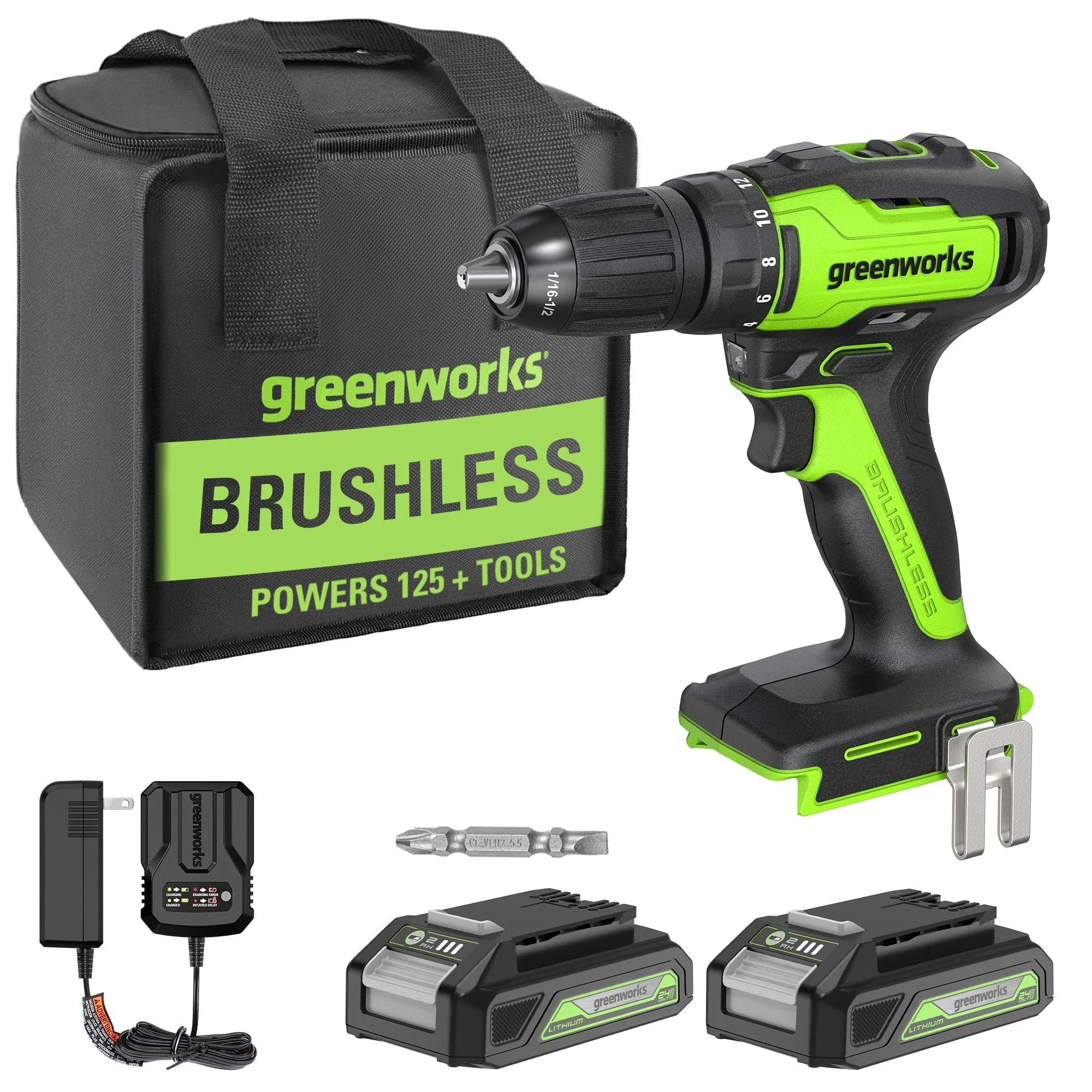 24V Brushless Drill / Driver w/ (2) 2Ah Batteries and Charger