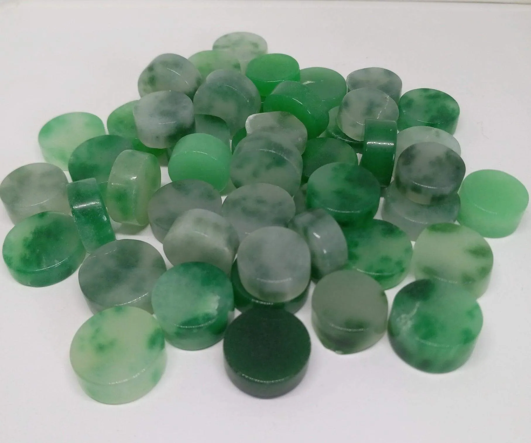 2pc Jade Natural Green Jadeite Abundance Crystal Prosperity Gemstone with Info Card