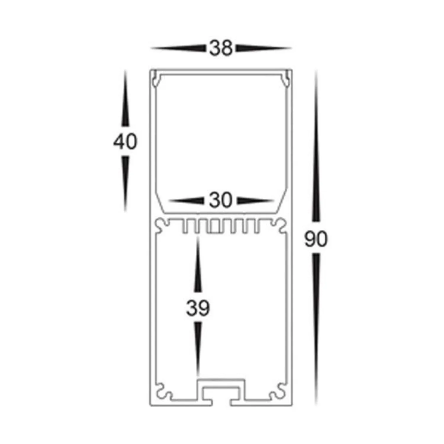 38mm x 90mm White Deep Square Aluminium LED Profile Havit Lighting - HV9693-3890-WHT