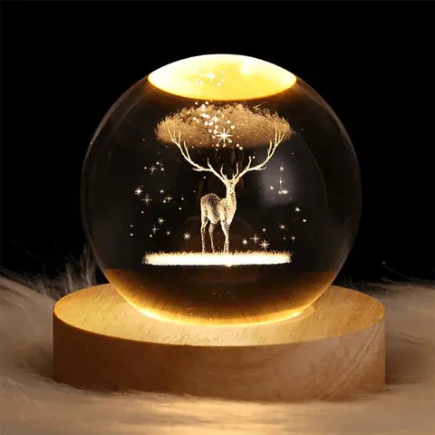 3D Crystal Deer Warm Led with Wood Base ( NO COD ON THIS )