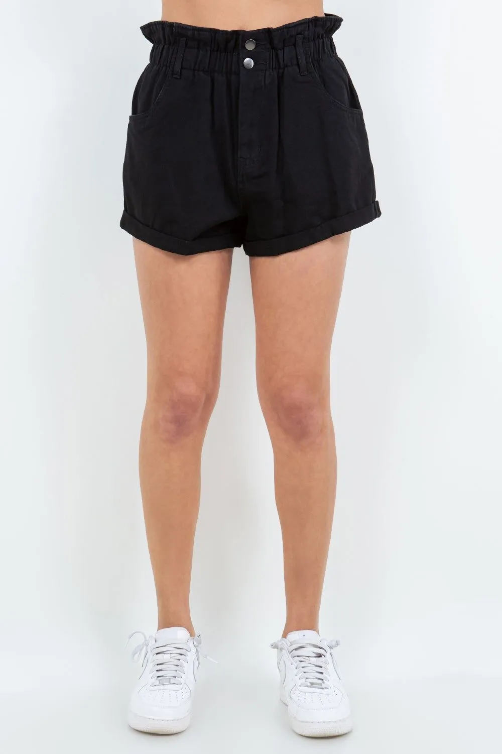 American Bazi High Waist Paper Bag Shorts