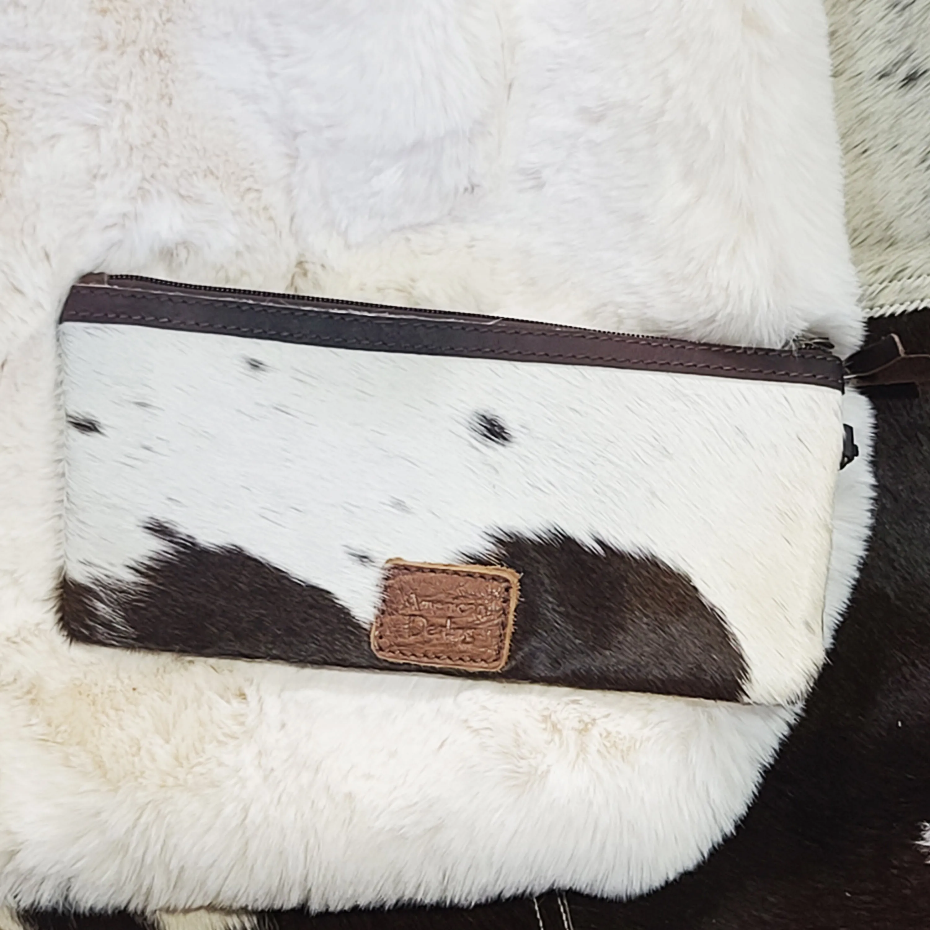 American Darling Brown/White Cowhide Clutch