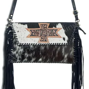 American Darling Cowhide Cross Fringe Clutch