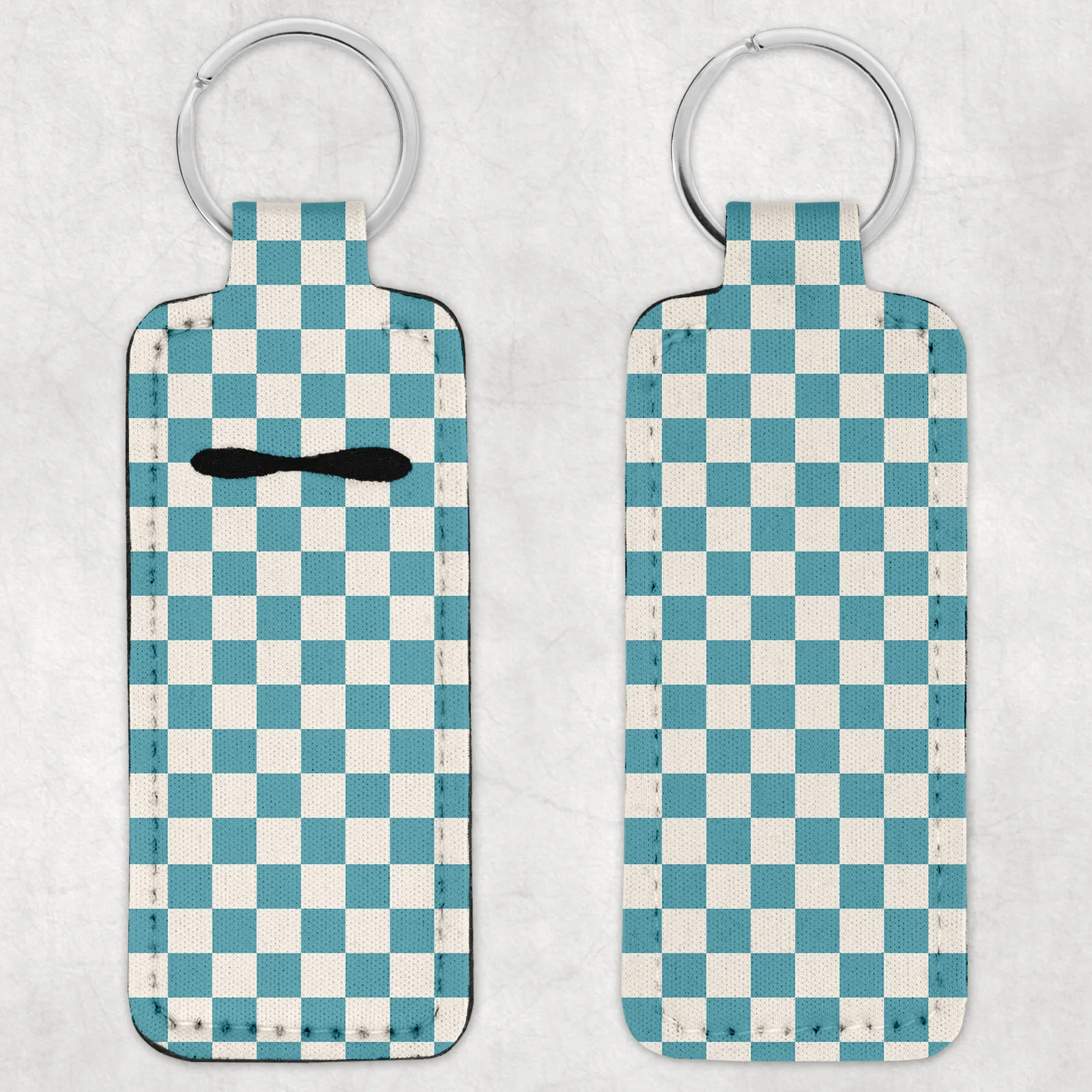 Aqua Check Lip Balm Holder & Wristlet