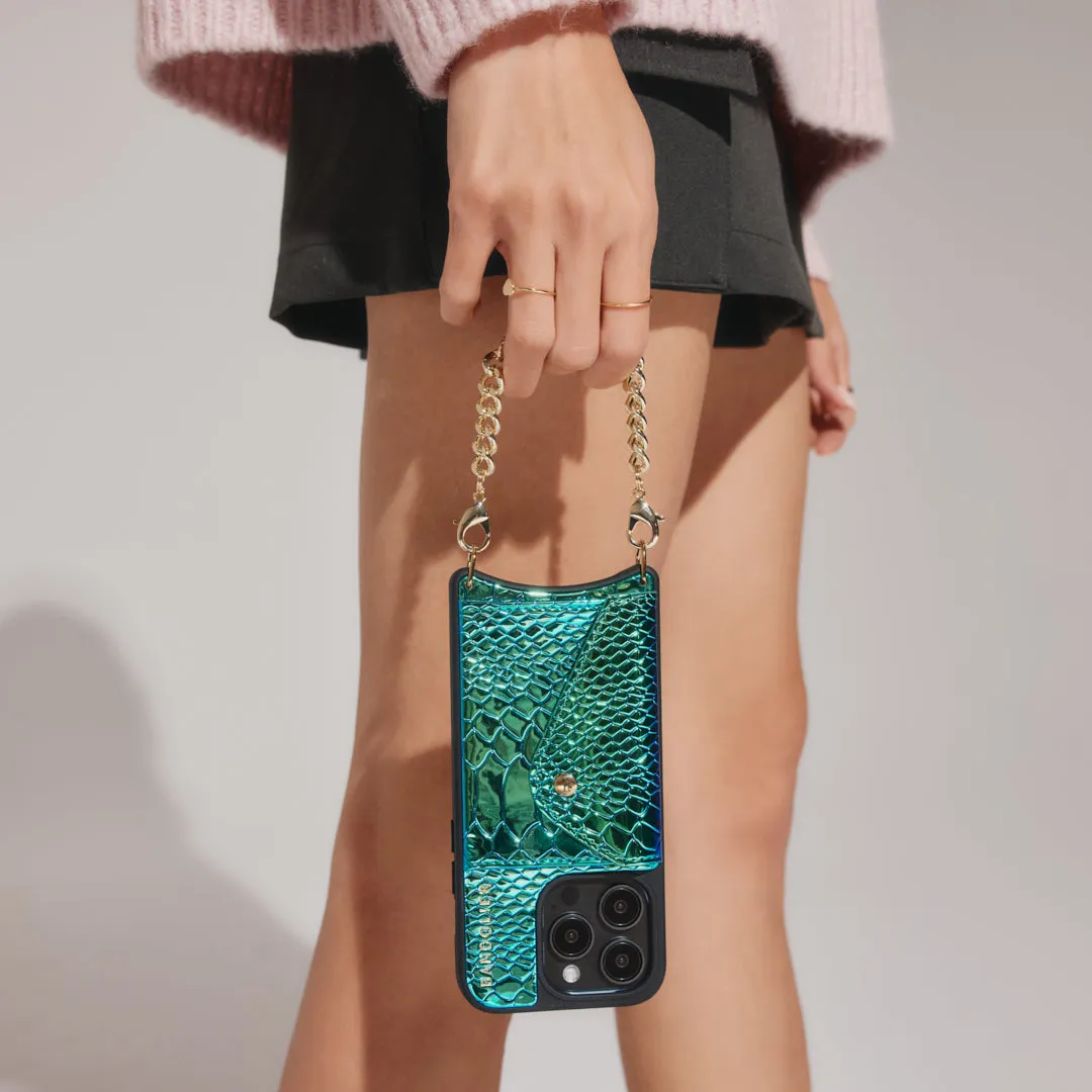 Ariel Wristlet - Iridescent Blue Green/Gold