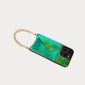 Ariel Wristlet - Iridescent Blue Green/Gold