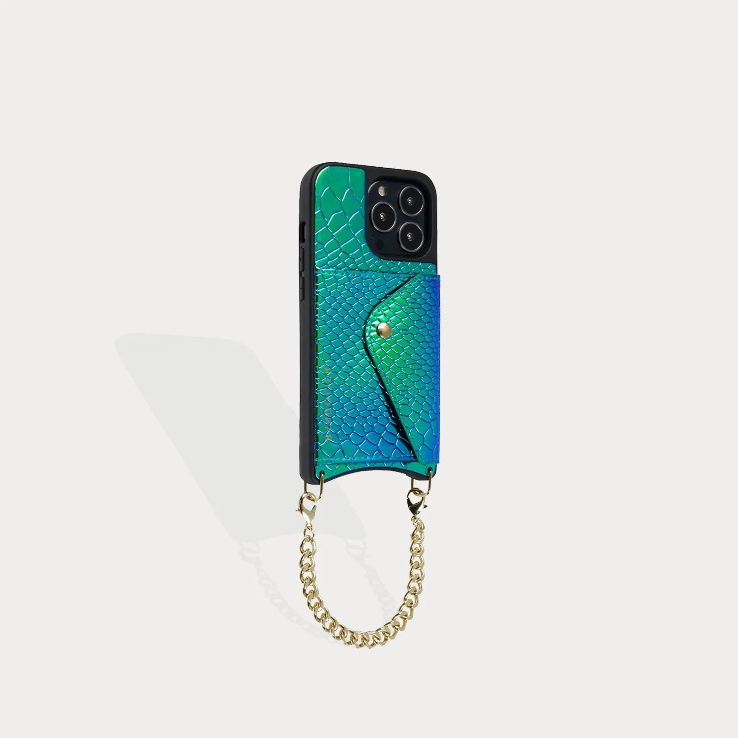 Ariel Wristlet - Iridescent Blue Green/Gold