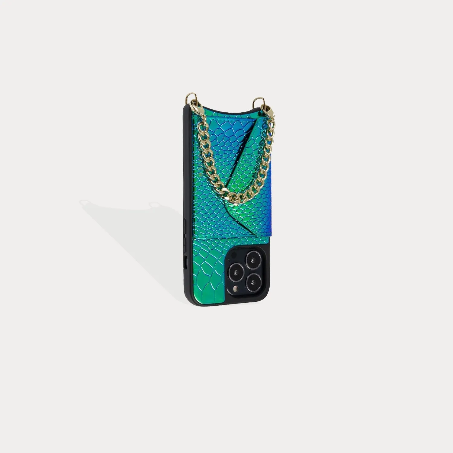 Ariel Wristlet - Iridescent Blue Green/Gold