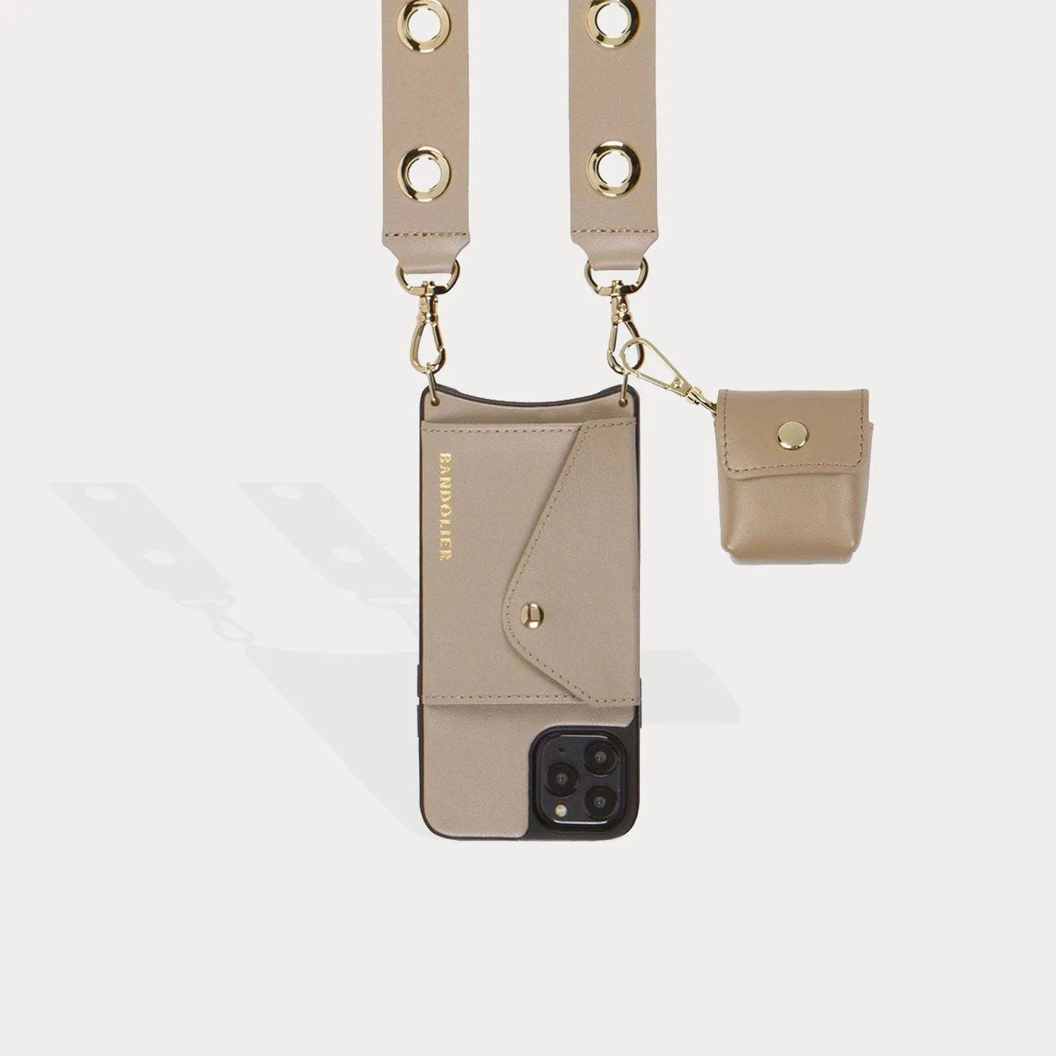 Avery AirPods Clip-On Pouch - Taupe/Gold