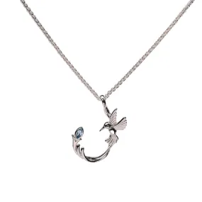 Blue Topaz Hummingbird Necklace