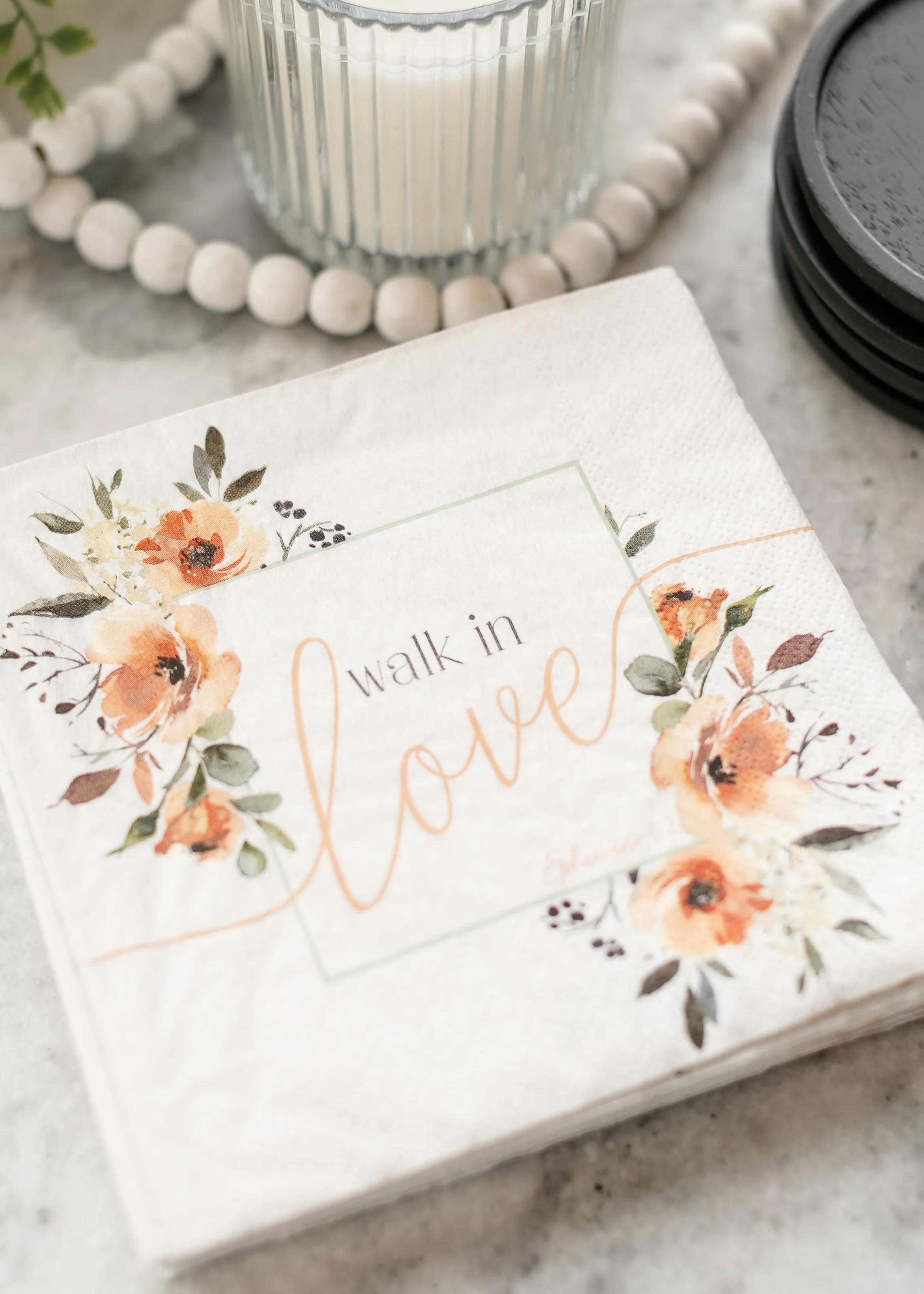 Blush Bouquet Scripture Paper Napkin