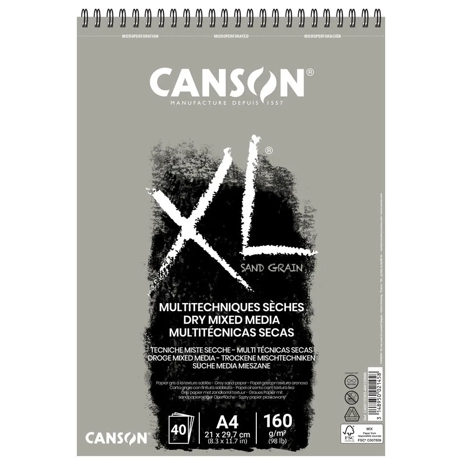 Canson XL Sand Grain Grey Spiral Pad A4