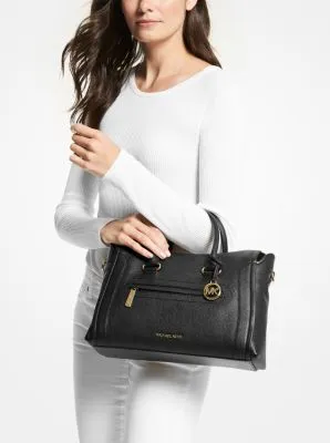 Carine Large Pebbled Leather Satchel