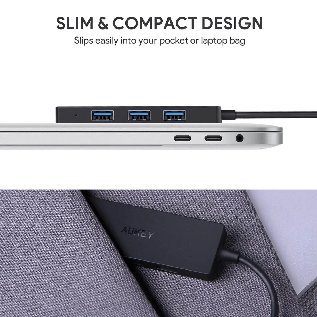 CB-C64 USB C Hub Ultra Slim with 4 USB 3.0 Data Ports Black