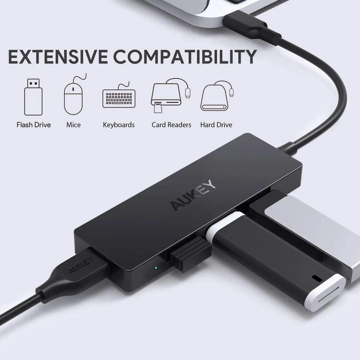 CB-C64 USB C Hub Ultra Slim with 4 USB 3.0 Data Ports Black