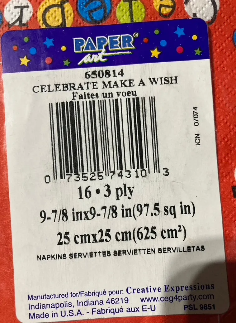 Celebrate - Make a Wish Beverage Paper Napkin - 16 count