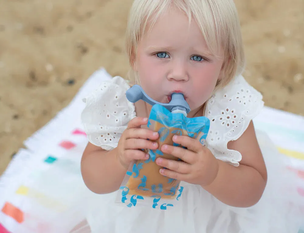 Cherub Baby Silicone Food Pouch Soft Spouts - Blue