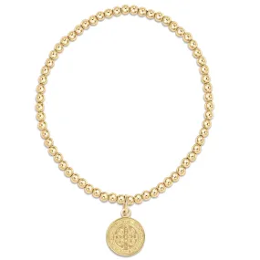 Classic Gold 3mm Bead Bracelet - Blessing Gold Disc