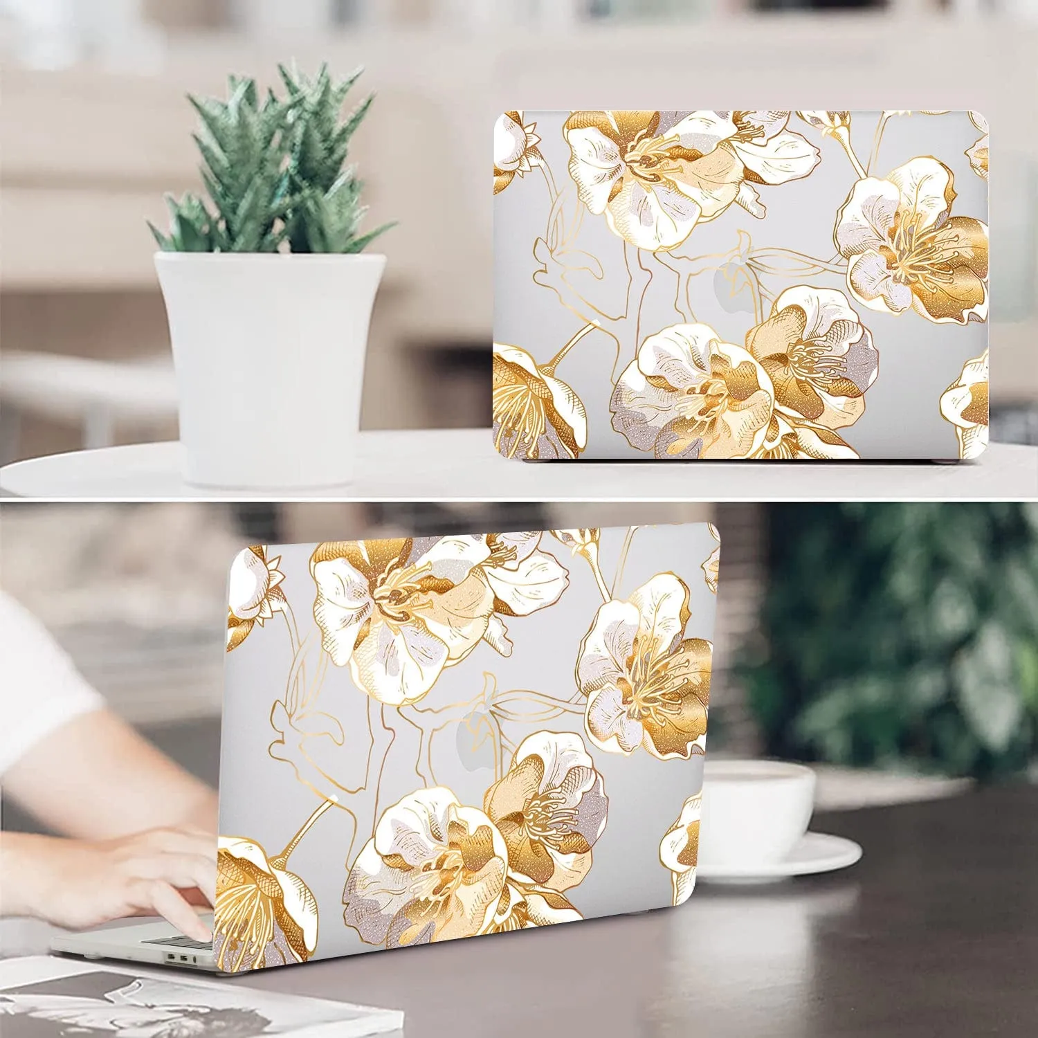 Clear Hybrid-Flex Gold Botanical Bloom Case -  Macbook Pro