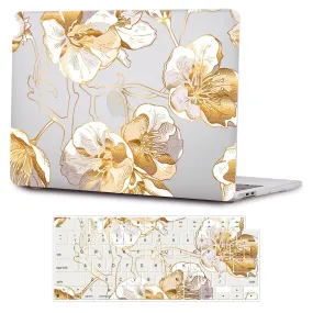 Clear Hybrid-Flex Gold Botanical Bloom Case -  Macbook Pro