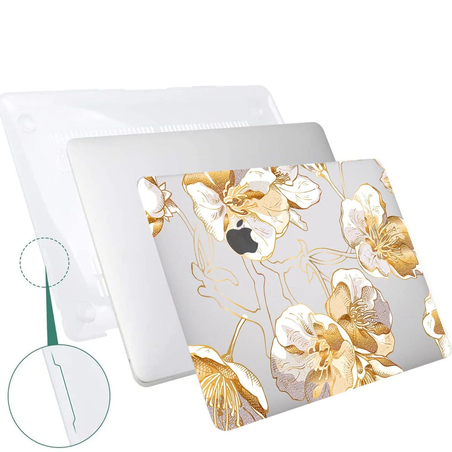 Clear Hybrid-Flex Gold Botanical Bloom Case -  Macbook Pro