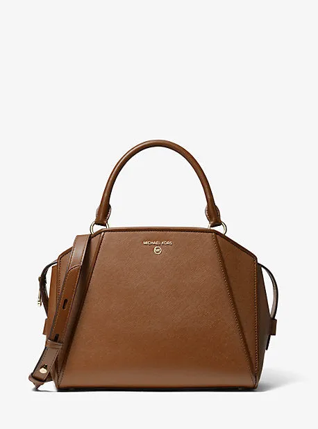 Cleo Medium Saffiano Leather Satchel