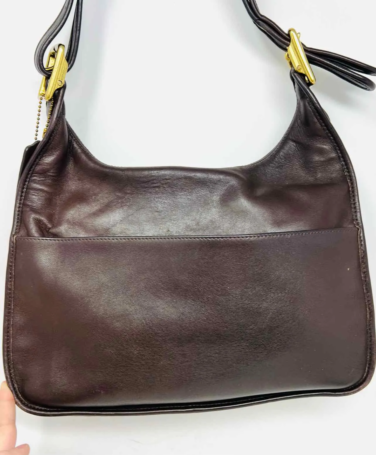 Coach Chocolate/Gold Turn-lock Leather W/ DUST BAG Designer Purse