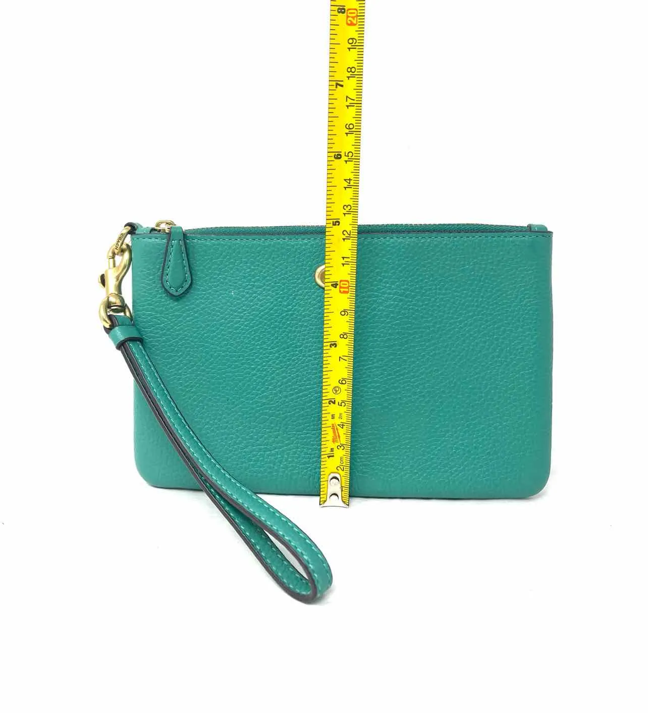 Coach Lt. Green Pebbled Leather Designer Wristlet