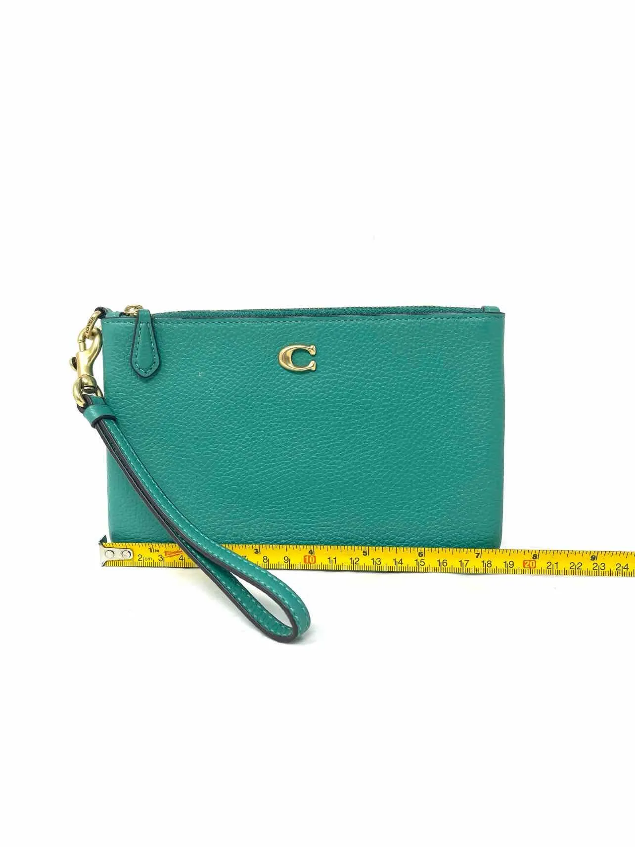 Coach Lt. Green Pebbled Leather Designer Wristlet