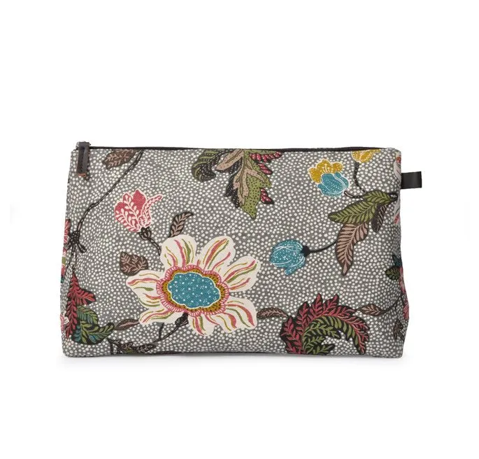 Cosmetic Bag | Grey Flower | Linen