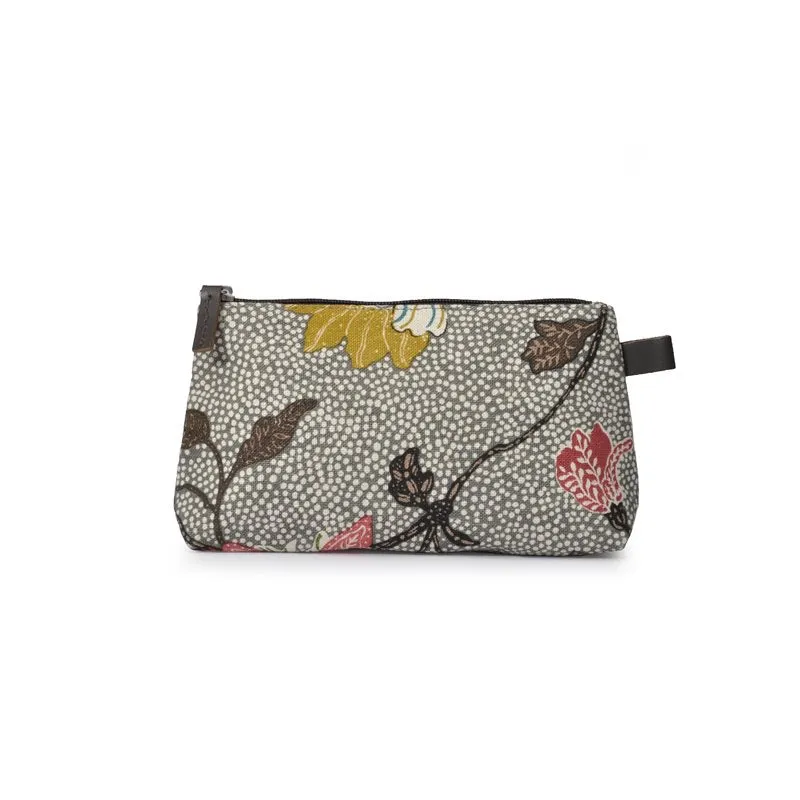 Cosmetic Bag | Grey Flower | Linen