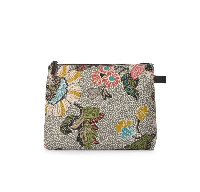 Cosmetic Bag | Grey Flower | Linen