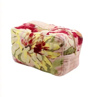 Cosmetic bag velvet - pink flower vine