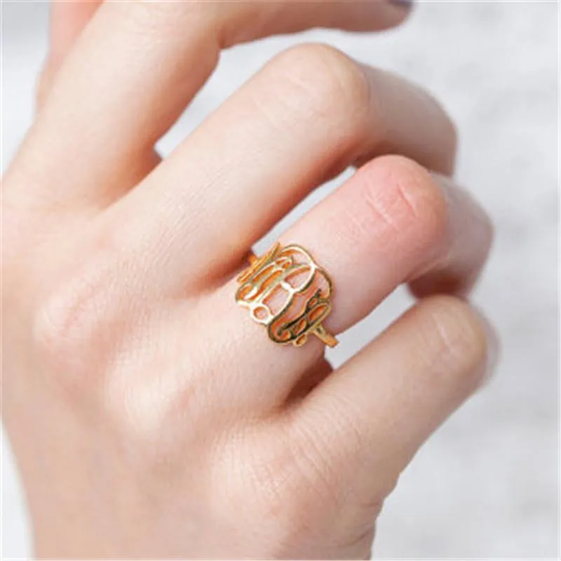 Custom 3 Initial Monogram Ring For Women