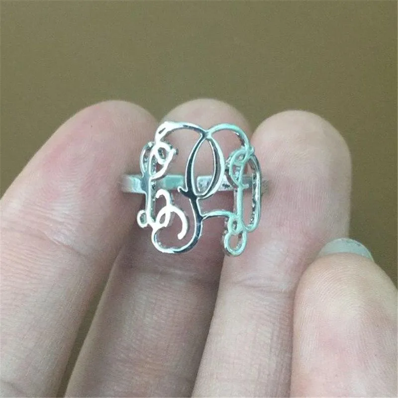 Custom 3 Initial Monogram Ring For Women