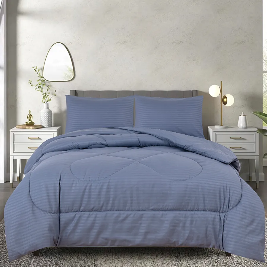 Deluxe Cool Gray Plain Linen Bed in A Bag