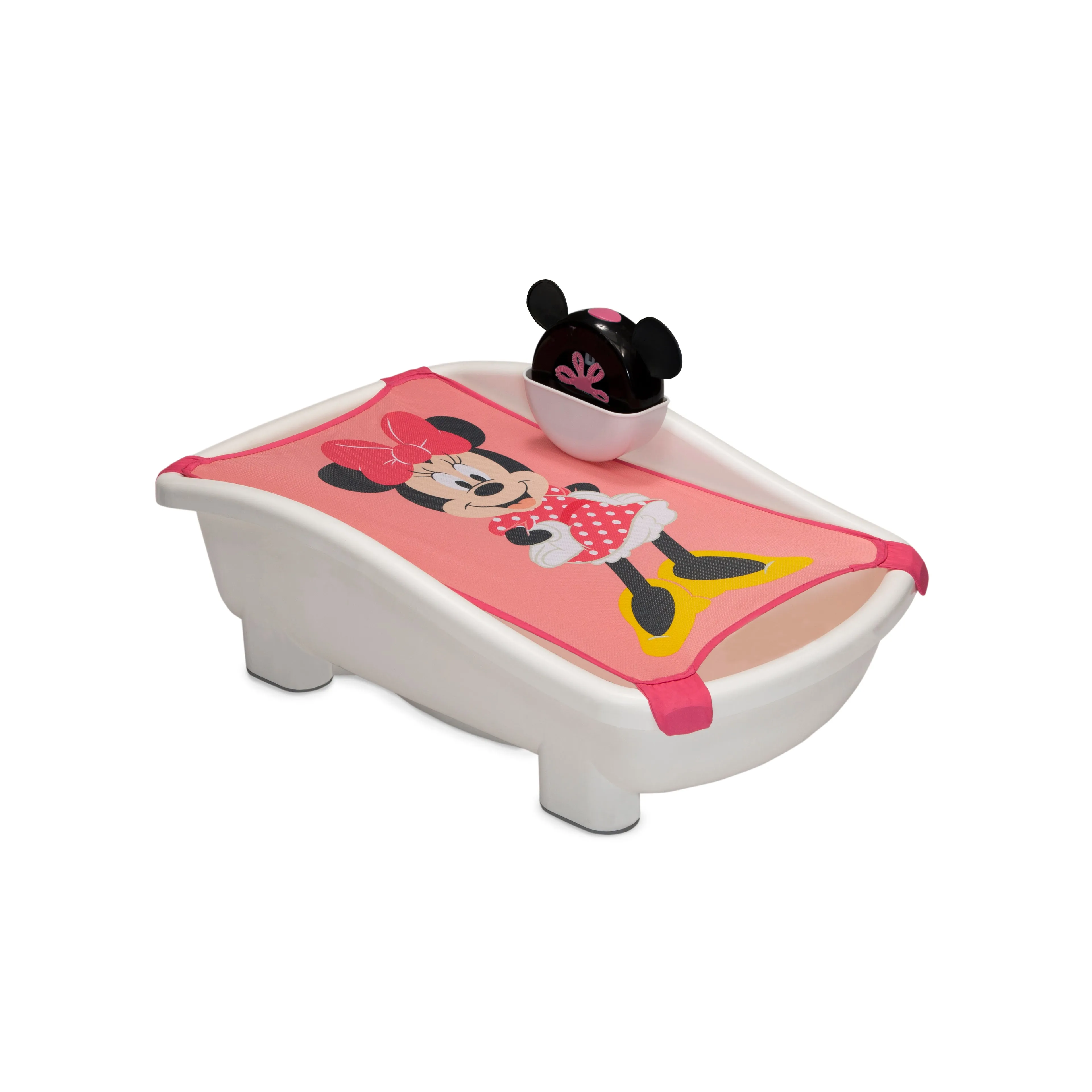 Disney Minnie Mouse My First Bubble Bath – 3-in-1 Newborn to Toddler Bathtub with Sling and Bubble Blower