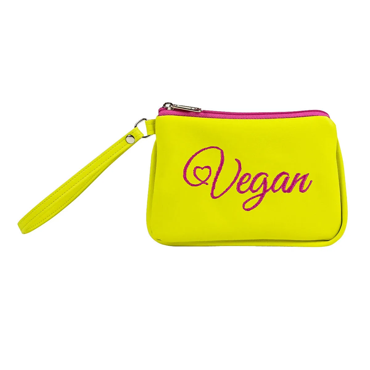 Embroidered Vegan Script Wristlet (Multicolored)