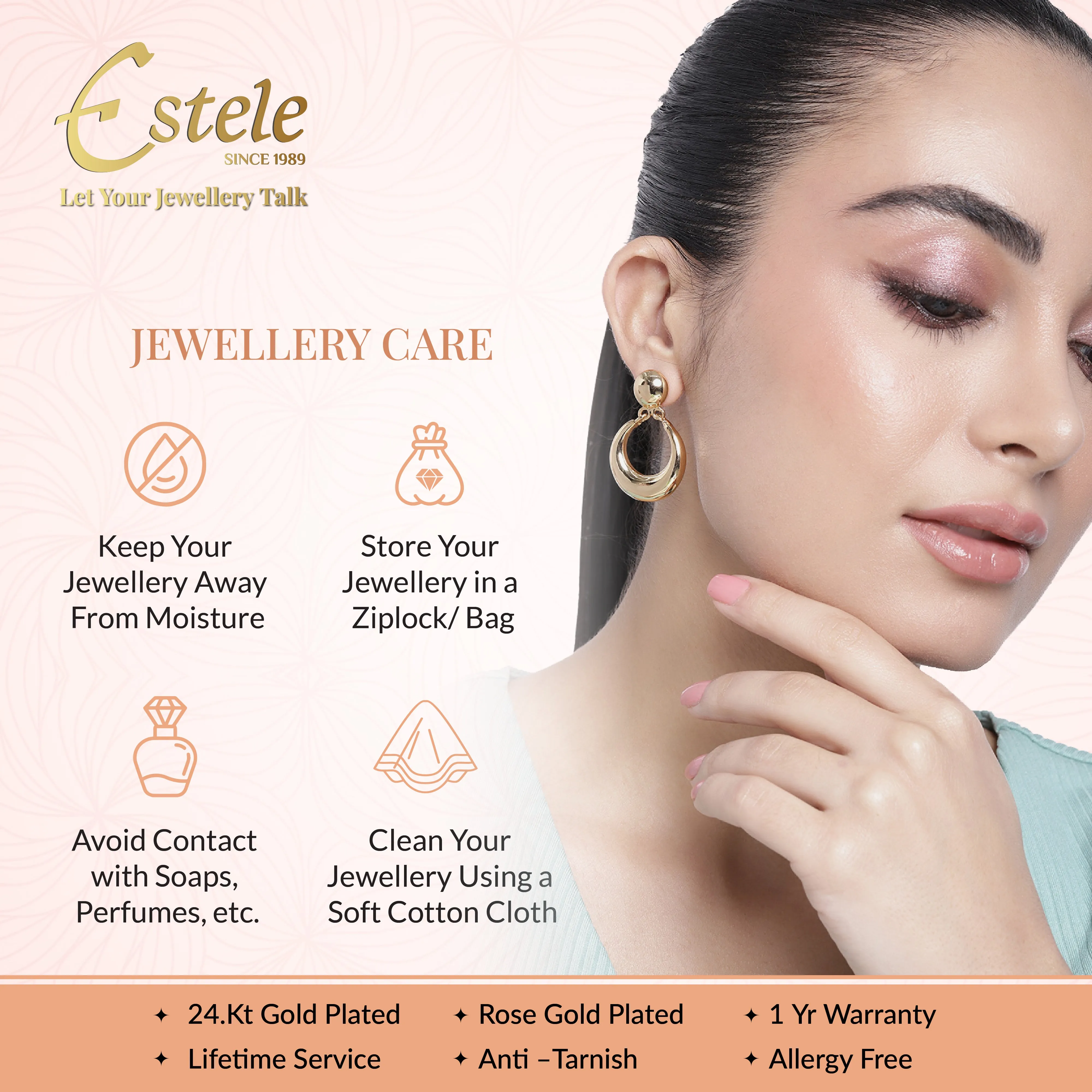 Estele Gift combo - Gold Plated Stud Earrings With AD stones For Girls & Women