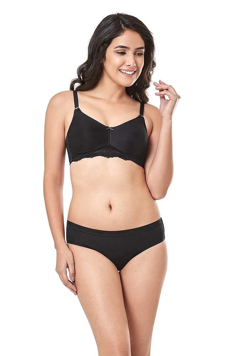 every de Contour Charm Non-Padded Non-Wired Full Cover Everyday Bra - Black